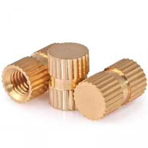 metric yellow brass blind hole B-style knurled nut 