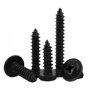 metric SS304 stainless steel black cross round head tapping screw with washer 