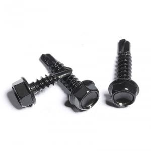 metric SS410 stainless steel black external hexagon head flange self drilling screw 