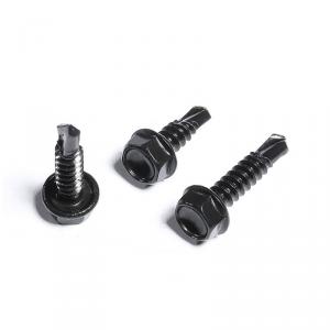 metric SS410 stainless steel black external hexagon head flange self drilling screw 